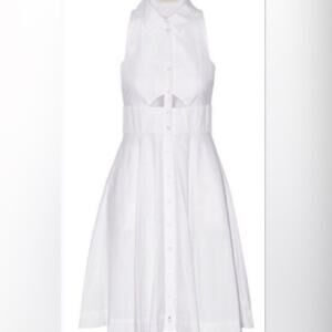 Jonathan Simkhai White Collared Cutout Sleeveless Mini Dress Cotton